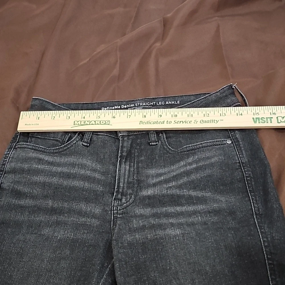 Chicos Black Jeans Define Me Denim Straight Leg Fringe Raw Hem Ankle Size 2 - Picture 3 of 7